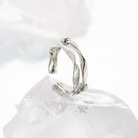 Bague à nœud creux double couche pour femme, argent pur S925 irrégulier, personnalité de niche, motif torsadé, bague en argent