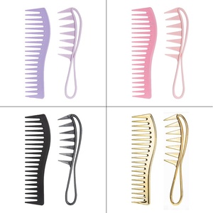 Peigne à dents larges très populaire pour <span class=keywords><strong>cheveux</strong></span> bouclés – Style vintage pour hommes, <span class=keywords><strong>coupe</strong></span> au dos <span class=keywords><strong>de</strong></span> la tête, manche en plastique, texture pour coiffure huilée - Product Image 5