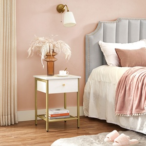 <span class=keywords><strong>VASAGLE</strong></span> <span class=keywords><strong>Table</strong></span> de chevet moderne en or blanc avec tiroir <span class=keywords><strong>Table</strong></span> d'appoint avec grille pour chambre à coucher et salon - Product Image 2
