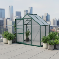 Serre moderne en polycarbonate avec structure en aluminium de 4x6 pieds, facilement assemblable, petit véranda extérieure pour la maison et le jardin