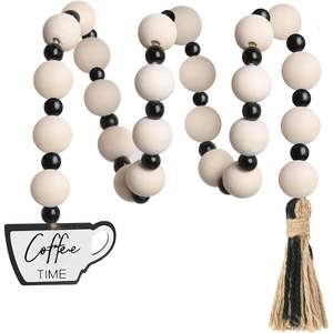 Meplait perles en bois naturel et guirlande de corde de jute motif ovale ornement suspendu sur le thème du café pour la décoration intérieure - Product Image 6