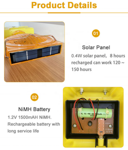 Lampe de sécurité solaire à LED jaune clignotante pour barrières routières et blocades - Product Image 4