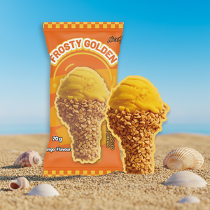 قطعة آيس كريم كبيرة على شكل فخذ دجاج مغلفة برقائق البسكويت، تحتوي على آيس كريم كريمي بنكهة المانجو بالداخل - Product Image 1