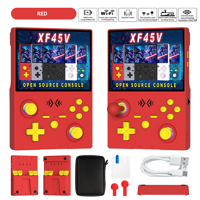 Xf45v Retro Video Game Console 4000 Mah Battery Linux System 4 Inch Display Mini Handheld Game Console