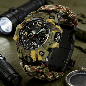 Montre de survie en plein air pour hommes, montre de sport multifonctionnelle, boussole, étanche, double affichage, montre numérique LED - Product Image 5