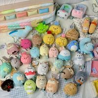 Mini-animaux mignons de dessin animé japonais pour décoration murale, figurines en peluche de crevettes, pingouins, chats, petits jouets, breloques de sac