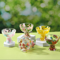 Distributeur multifonctionnel de thé, lait, jus, eau, café, boissons, matcha, tasse à dessert en verre, tasse à double paroi avec fleur séchée
