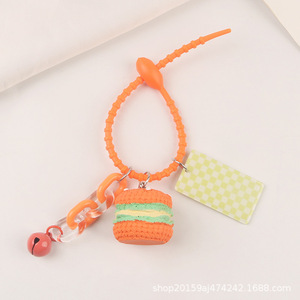 Nuevo lindo hamburguesa patatas fritas coche llavero colgante creativo dibujos animados comida juguete resina accesorios auriculares funda decoraciones - Product Image 6