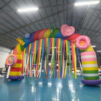 Nouvelle conception d'arche gonflable pour fête, en forme de bonbon, avec éclairage LED, arche gonflable en forme de bonbon avec décoration en forme de nœud pour la cour