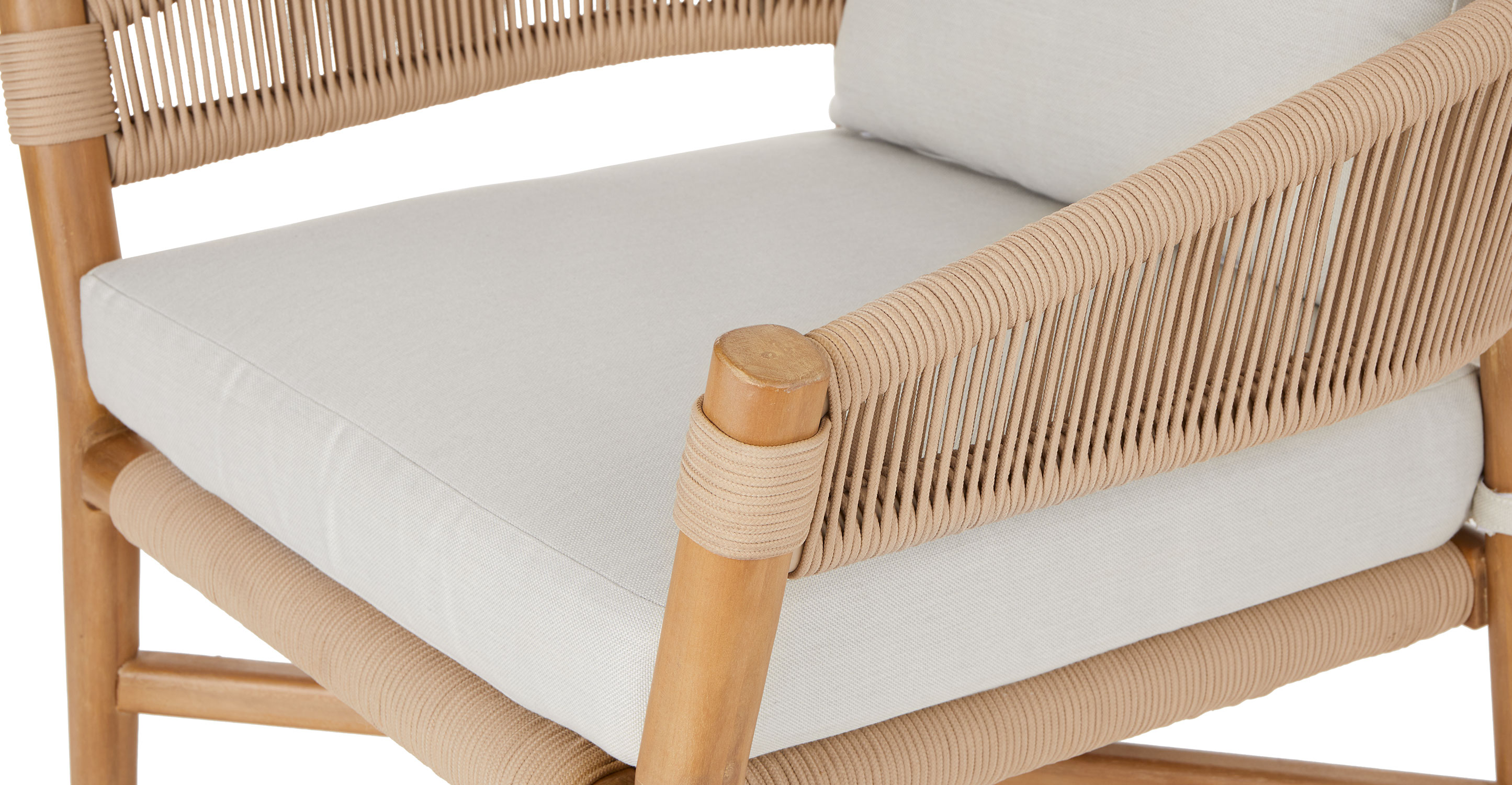 All Weather High Quality Outdoor Patio Furniture Design Garden PE Rattan Weaving Chair Armrest Teak Wood Rope Woven Dining
