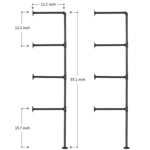 4 단 장착 교수형 DIY 금속 선반 브래킷 산업용 파이프가있는 나무 플로팅 벽 선반 - Product Image 1