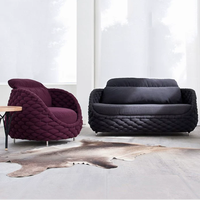 Canapé d'extérieur en rotin tressé en alliage d'aluminium trois places de style nordique, imperméable et résistant aux UV, pour balcon et cour