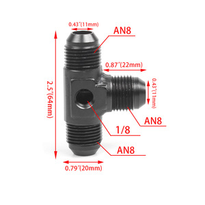 Connecteur automobile en métal noir AN8 1/8, raccord rapide pour refroidisseur d'huile, adaptateur en T pour frein, pour modification automobile - Product Image 3