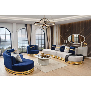 ชุดโซฟาในร่มหรูหราทันสมัย, ชุดผ้ากำมะหยี่สีทองขยายได้สำหรับห้องนั่งเล่นโรงแรมแผนกต้อนรับห้องโถง - Product Image 4