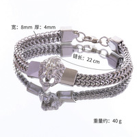Bracelet de fête pour homme en acier inoxydable résistant, plaqué or et argent, avec tête de lion style hip-hop, vente en gros
