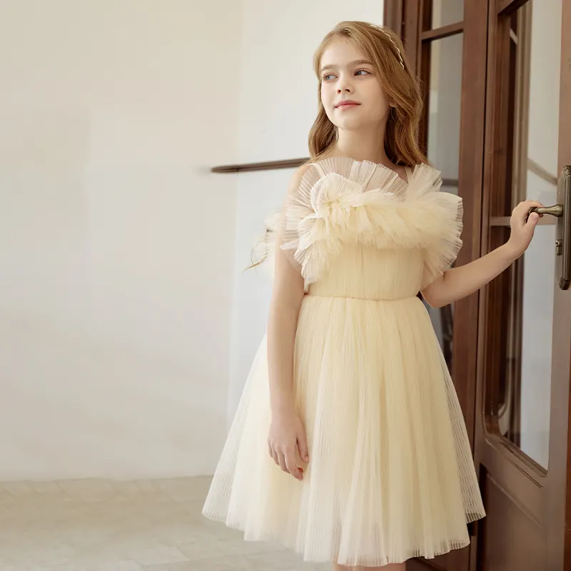 Robes d'été pour enfants de 2 à 14 ans en tulle moelleux à motifs occidentaux personnalisés pour enfants et filles