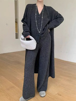 Nouvel ensemble décontracté pour femme : veste tricotée respirante à col en V et manches longues, pantalon assorti, collection automne 2026