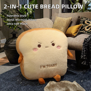 Morbido ripieno Kawaii umore emotivo cuscino per il pane per bambini o ragazze Toast bambole con riempimento di cotone PP scaldamani - Product Image 4