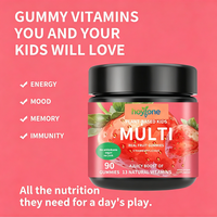 Bonbons gélifiés multivitaminés véganes pour enfants, 13 vitamines essentielles naturelles, soutien immunitaire, énergie, sans sucre, saveur fraise, 90 unités