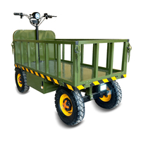 Chariot de transport électrique à 4 roues vert olive, 800W de puissance, véhicule utilitaire agricole robuste, chariot de transport tout-terrain