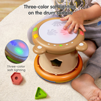 Tumama Kids Music Drum Toys Battery Baby Learning Musical Instrument 3-in-1 Color Lights Beating Sounds Drum Toys for Toddlers