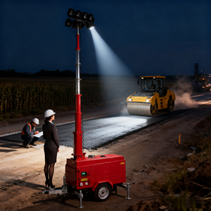 Torre de luz de remolque de Torre de Telecomunicaciones de mástil telescópico automático alimentado por cabrestante eléctrico - Product Image 2