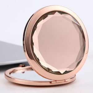 Custom Wedding Gift Ladies Portable <b>Crystal</b> Makeup <b>Mirror</b> Pocket Double-sided Folding <b>Mirror</b> - Product Image 1