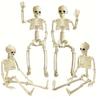 Accessoires de maison hantée pour cimetière d'Halloween 16 pouces Crâne articulé en plastique Décoration de squelette suspendu d'Halloween