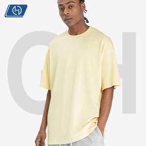 <span class=keywords><strong>T</strong></span>-Shirt da Uomo in Cotone 100% a Doppio Filato 230g, Antibatterico 7A, Tinta Unita, Vestibilità Ampia, Manica Corta, Stile Streetwear, OEM - Product Image 2