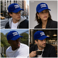 Casquette de baseball 5 panneaux en velours bleu roi personnalisée, broderie 3D en relief, structurée, ajustable, style streetwear, vente en gros, OEM, faible MOQ