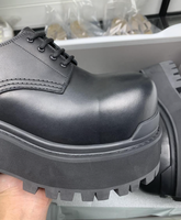 Scarpe Eleganti da Uomo in Vera Pelle, Scarpe Nere con Lacci e Plateau, Calzature Alla Moda e Trendy con Rialzo in Pelle