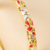 Nouveau Bracelet Vintage en Émail Plaqué Or avec Zircon et Fleur à Quatre Feuilles, Motif Fleurs de Prunier, Tendance Rétro pour Femme, Anniversaire