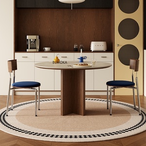 <span class=keywords><strong>Tavolo</strong></span> da Pranzo Rotondo Moderno in Legno Massello con Piano in Ardesia Design Bauhaus Mid-Century Arredamento Casa 1m - Product Image 2