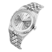 Vente en gros, montre mécanique automatique à cadran bleu glacé avec logo personnalisé, design sportif, multifonction, montre pour homme, mouvement NH35