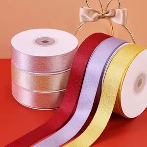 0.2-0.32mm 3/4-1 1/4inches 25-50Y 4cm double face glitter satin ribbons grosgrain 100% polyester flower crafts luxury gift wrap