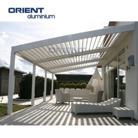 Harga pabrik grosir Pergola Aluminium luar ruangan bermotor panel surya transparan Pergola