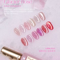 Vente en gros de 12 teintes de vernis à ongles en gel UV rose glacier transparent effet œil de chat, kit de gel magnétique scintillant pour salon de beauté