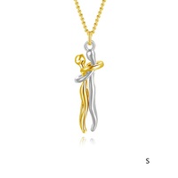Haute Qualité En Acier Inoxydable Plaqué Or 18K Hommes Femmes Bijoux Romantique Étreignant Couple Pendentif Collier Câlin Amant Colliers