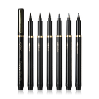 Lot de 6 marqueurs à pointe pinceau personnalisables pour calligraphie, écriture fluide, non toxiques, 4 tailles, utilisation polyvalente