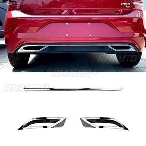 1 ensemble de diffuseur de pare-chocs arrière argenté, lèvre de spoiler, sortie d'air, bande de couverture d'échappement pour Volkswagen Polo MK6 2018+, accessoires de voiture - Product Image 1