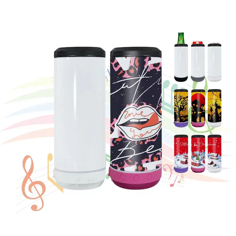 RTS EUA armazém HOT VENDAS 16oz sublimação copo inteligente 4 em 1 alto-falante de música sem fio pode refrigerador para festa licor ao ar livre