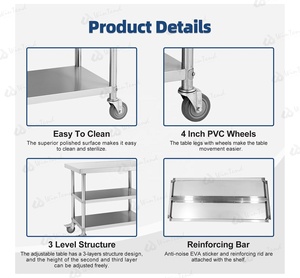 Thương mại Heavy Duty 201 thép 304 bàn làm việc với <span class=keywords><strong>3</strong></span> lớp thép không gỉ nhà bếp bàn làm việc bàn làm việc băng ghế dự bị bảng - Product Image 3