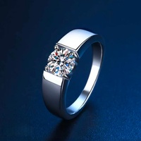 Labor-Gezüchteter Diamant Herren-Verlobungsring S925 Silber PT950 14K/18K Weißgold Runder Brillantschliff Klassischer Stil