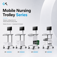 Chariot médical informatique ST ZNH001 avec grand plateau de travail, bacs à accessoires latéraux et tiroirs – Vente directe usine