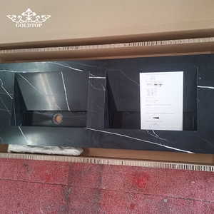 GOLDTOP Modern Polished Natural Stone Slab Black Marquina Marble for Kitchen Countertop Villa Apartment Hotel - Product Image 1