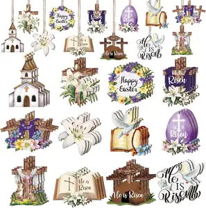 Пасхальные подвесные украшения пасхальные деревянные подвесные украшения религиозный крест Привет Весна деревянные подвесные пасхальные украшения для дерева домашний декор