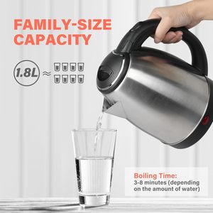 Bouilloire électrique sans fil portable 1,8 L à ébullition rapide en acier inoxydable 304, bouilloire électrique pour faire bouillir l'eau K002 - Product Image 2
