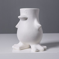 Vase en céramique créatif en forme de pingouin, style crème, fait main, antique, petit, pour décoration de salon ou de bureau, vase hydroponique