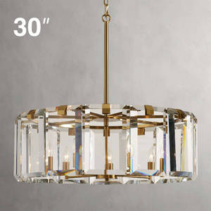 Lámpara Colgante de 30 Pulgadas para Isla de Cocina o Comedor, Estilo Americano, Lujosa, Dorada, con Cristales K9 Redondos, Moderna - Product Image 1