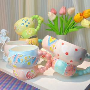 <span class=keywords><strong>Taza</strong></span> de cerámica de porcelana moderna <span class=keywords><strong>pintada</strong></span> <span class=keywords><strong>a</strong></span> <span class=keywords><strong>mano</strong></span> hecha <span class=keywords><strong>a</strong></span> <span class=keywords><strong>mano</strong></span>, 420ml, apto para lavavajillas y microondas, vaso de regreso <span class=keywords><strong>a</strong></span> la escuela y regalo - Product Image 3